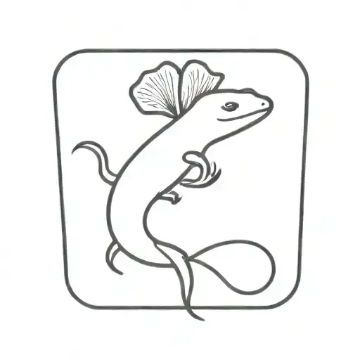 Salamander with a poppy coming out of its mouth tattoo design idea