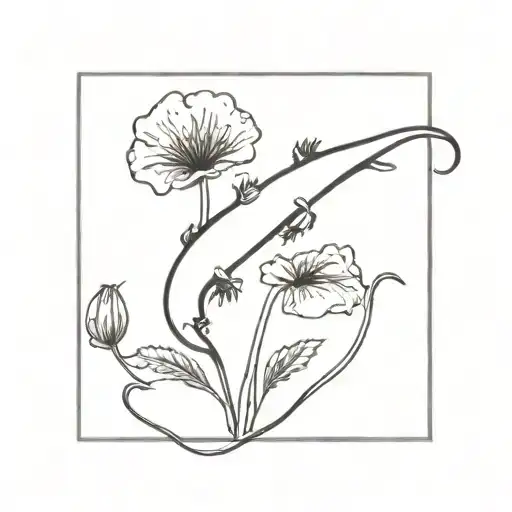 Salamander spitting out a poppy tattoo design idea