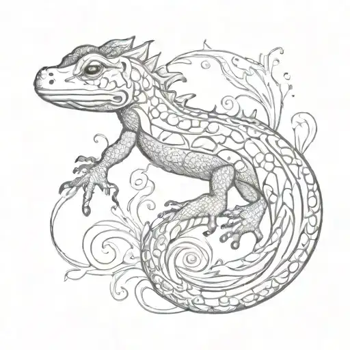 salamander symbol of rebirth tattoo design idea
