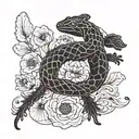 Salamander and poppy tattoo design idea