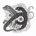 Salamander and poppy tattoo design idea