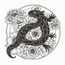 Salamander and poppy tattoo design idea