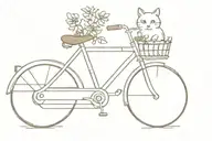 bike with a cat and flowers in the luggage rack tattoo design idea