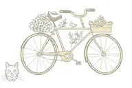 bike with a cat and flowers in the luggage rack tattoo design idea