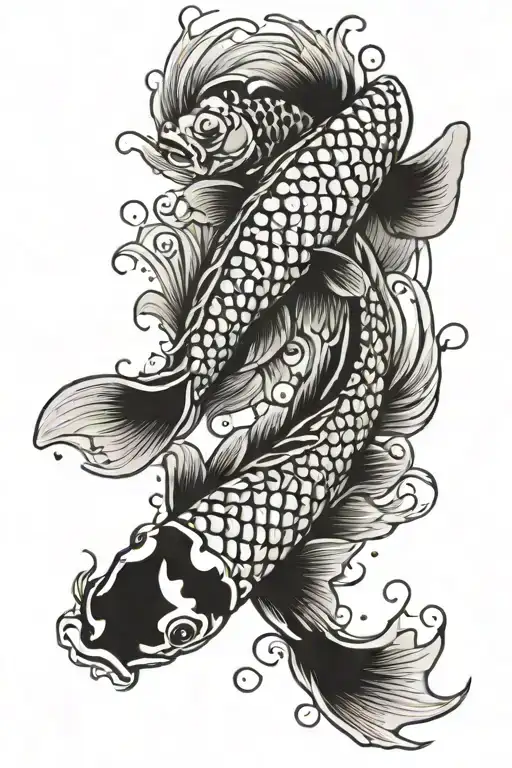 koi fish swimming tattoo design idea