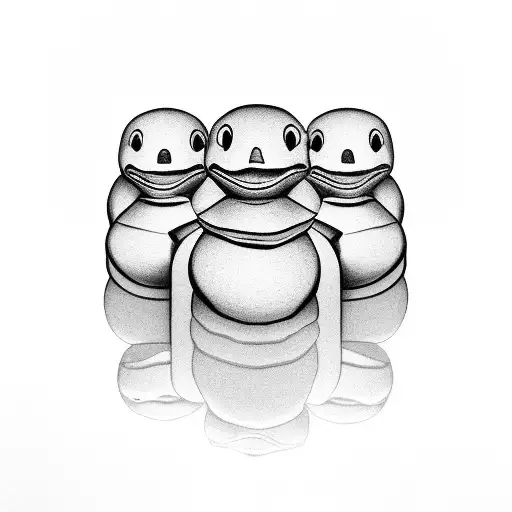 rubber ducks in row tattoo design idea