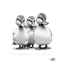 three ducks in a row. one holds a knife, one a set of plans and one a two way radio.  tattoo design idea