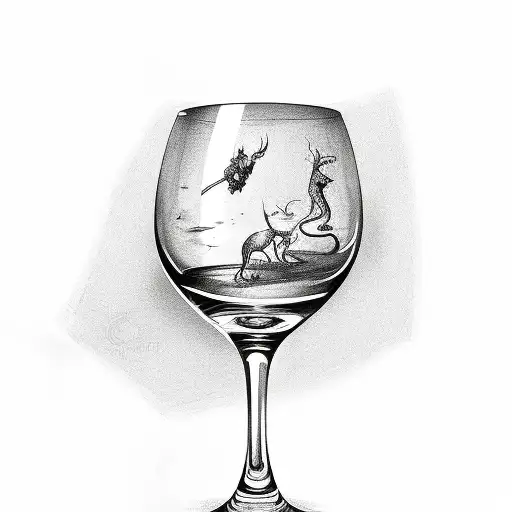 wine glass tattoo design idea