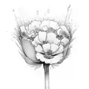 A delicate wine glass filled with marigold petals tattoo design idea