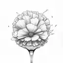 A delicate wine glass filled with marigold petals tattoo design idea