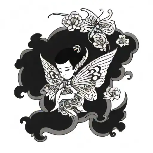 butterfly angel tattoo design idea