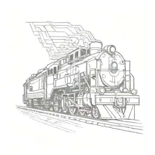A train engine with Formula One car elements like spoilers and racing stripes tattoo design idea