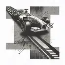 A Formula One track morphing into a carpenter's ruler tattoo design idea