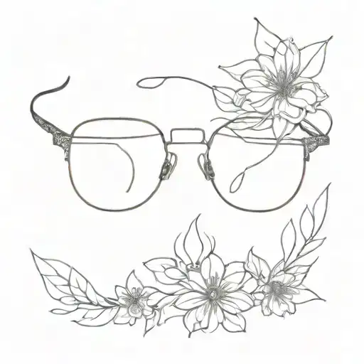 abstract eyeglass with flowers tattoo design idea