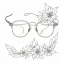 abstract eyeglass with flowers tattoo design idea