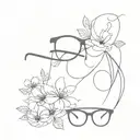 abstract eyeglass with flowers tattoo design idea
