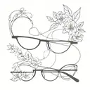 abstract eyeglass with flowers tattoo design idea
