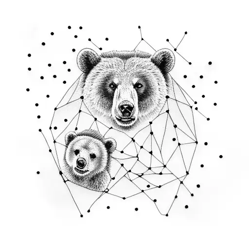 Ursa major constellation. Mom bear and baby bear. tattoo design idea