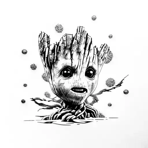 baby groot tattoo design idea