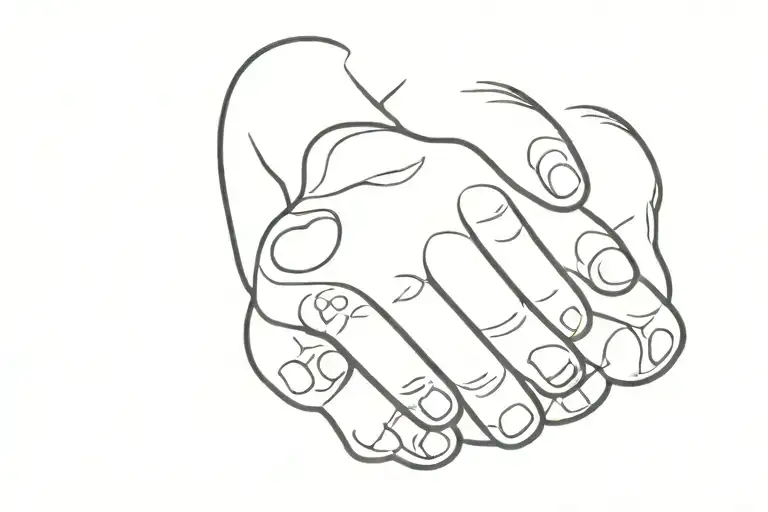 hand holding dog paw tattoo design idea