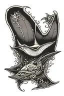 manta ray with human silhouette tattoo design idea