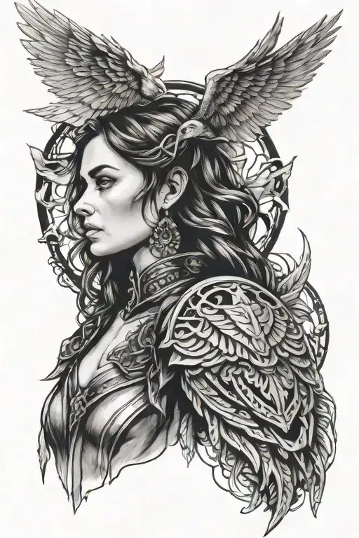 Ana de Armas Valkyrie tattoo design idea