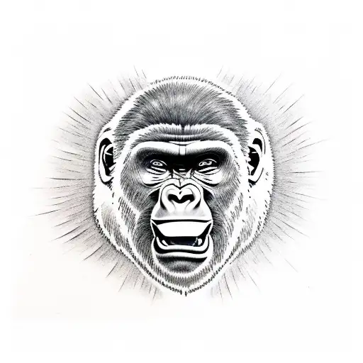 gorilla face angry tattoo design idea
