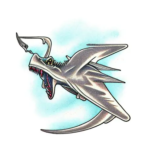 fractal pterodactyl tattoo design idea