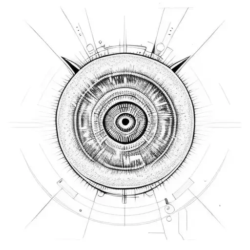 eyeball atom tattoo design idea