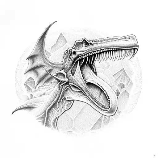 fractal pterodactyl tattoo design idea