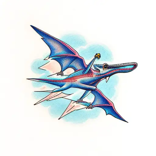pterodactyl over pyramid tattoo design idea