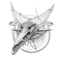 3 eyed flying pterodactyl tattoo design idea