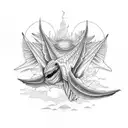3 eyed flying pterodactyl tattoo design idea