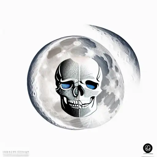 skull fade to moon tattoo design idea