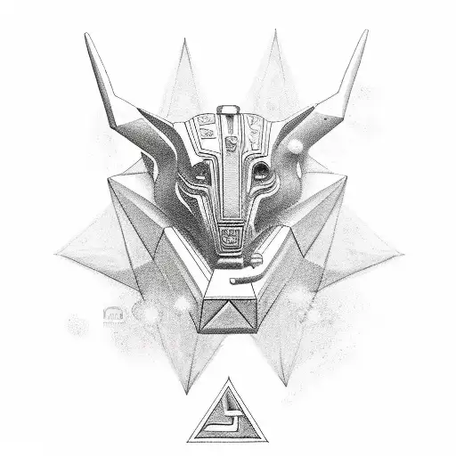 Anubis with Pyramids and clepsydre tattoo design idea
