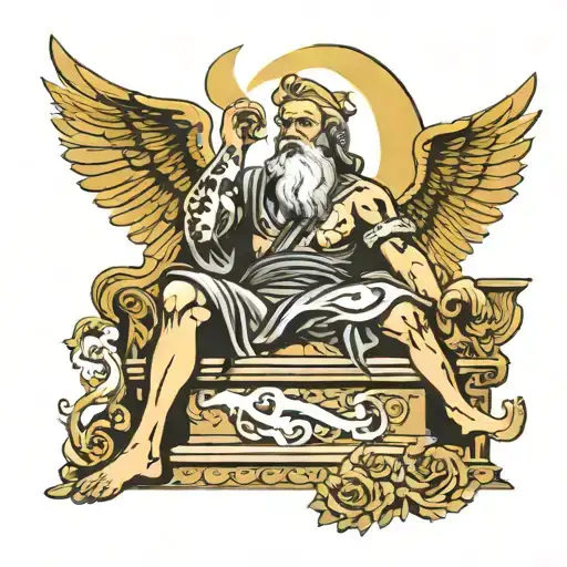 olympus sitting with Zeus tattoo design idea