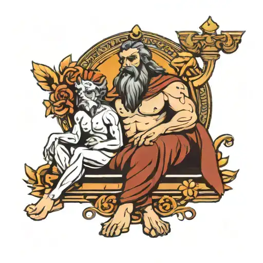olympus sitting with Zeus tattoo design idea