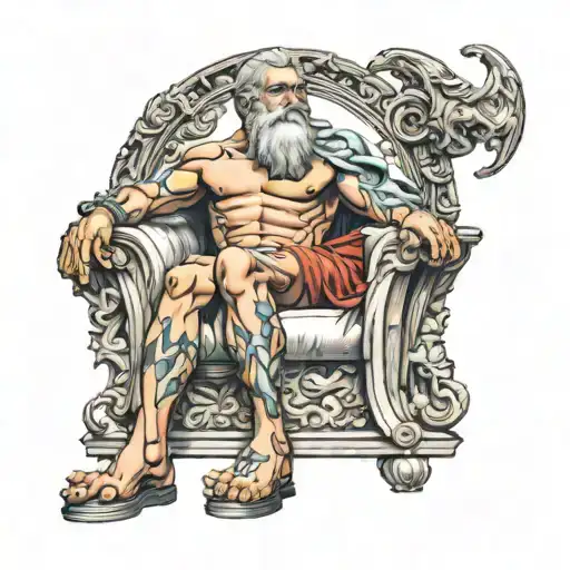 olympus sitting with Zeus tattoo design idea