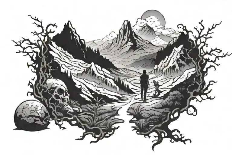 walking through the valley of the shadow and death tattoo design idea