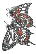 monarch butterfly carrying a red ruby stone  tattoo design idea