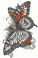 monarch butterfly carrying a red ruby stone  tattoo design idea