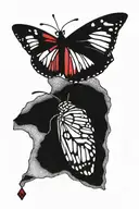 monarch butterfly carrying a red ruby stone  tattoo design idea