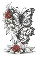 monarch butterfly carrying a red ruby stone  tattoo design idea