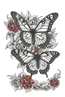 monarch butterfly carrying a red ruby stone  tattoo design idea
