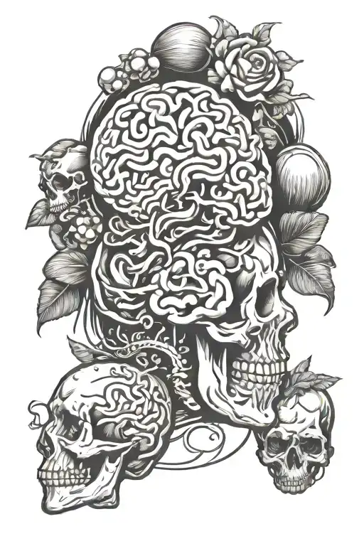 Brain design with 7 deadly sins inside tattoo design idea