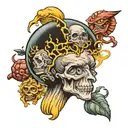 Brain with seven deadly sins tattoo design idea
