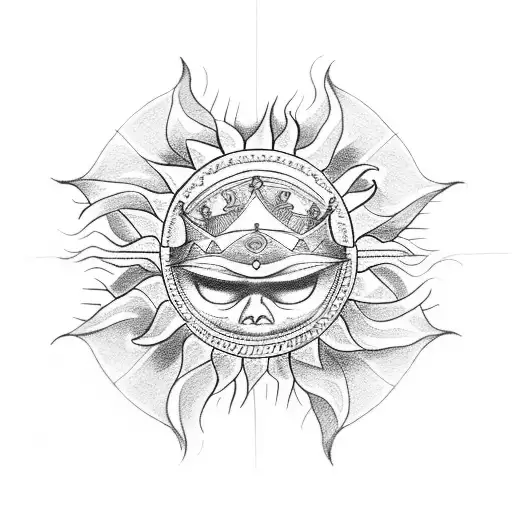 The Combination of a Crown with a Sun tattoo design idea