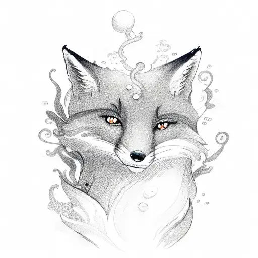 The Combination of a Fox and a Sea Lantern" tattoo design idea