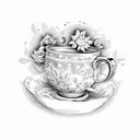 tea cup with flowers  tattoo design idea