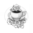 tea cup with flowers  tattoo design idea